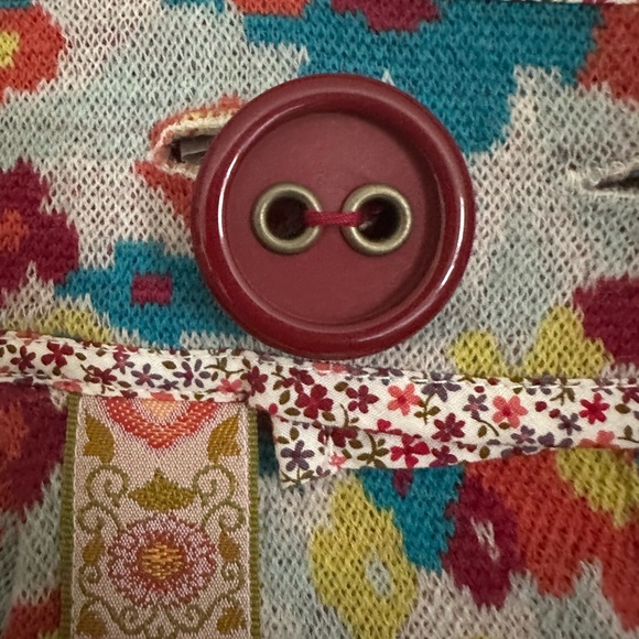 Fun, short, wool knit floral jacket by HWR Size S - Picture 3 of 10